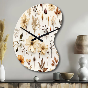 Rustic Foliage - Asymmetric Metal Wall Clock